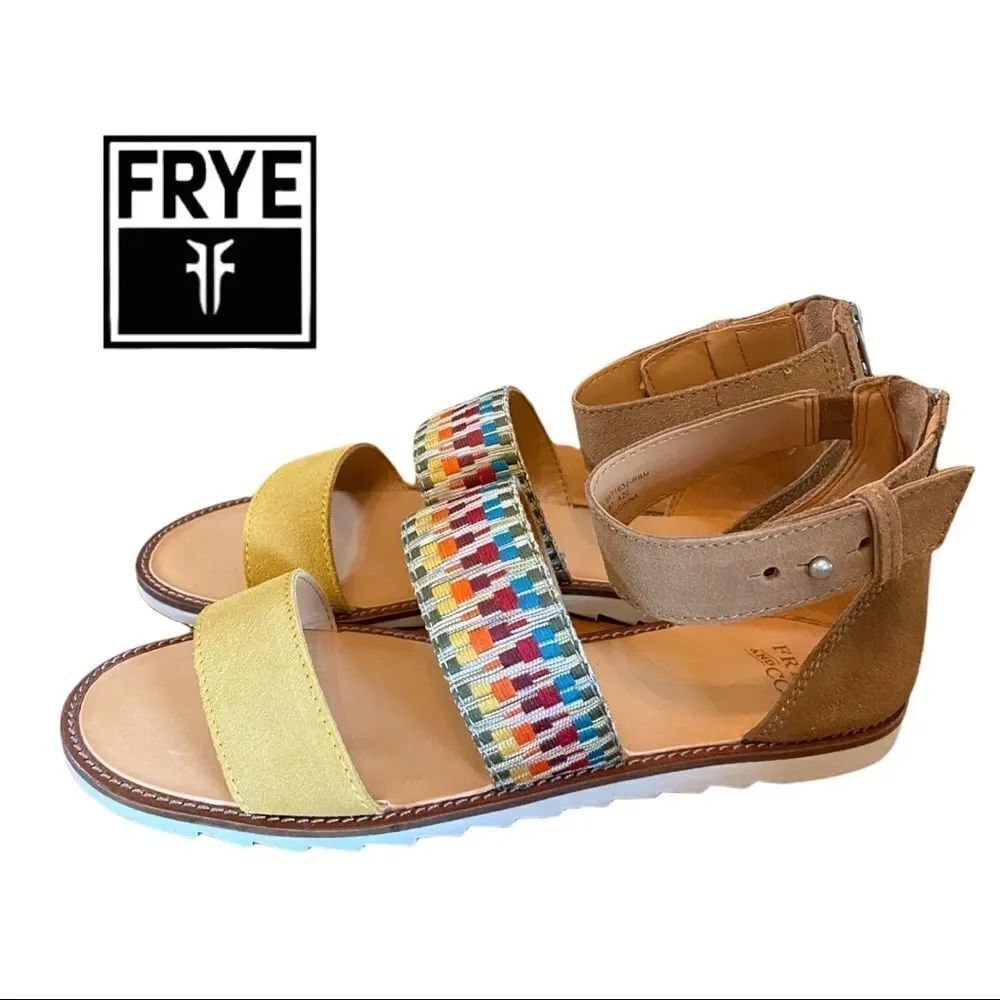 New in Box NIB Frye & Co. Port 2 Band Rainbow Leather Sandals 6.5